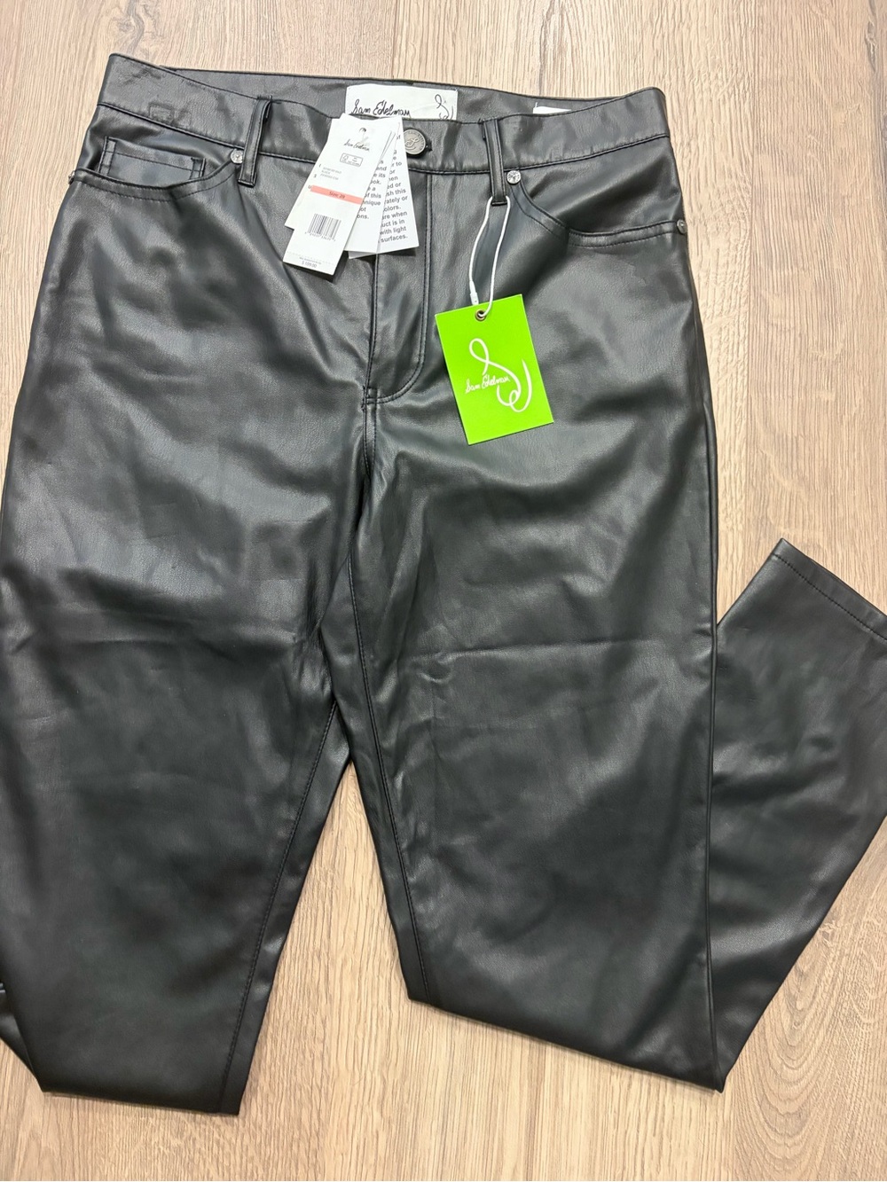 New! NWT Sam Edelman high rise skinny Black Faux Leather woman’s Jeans 28